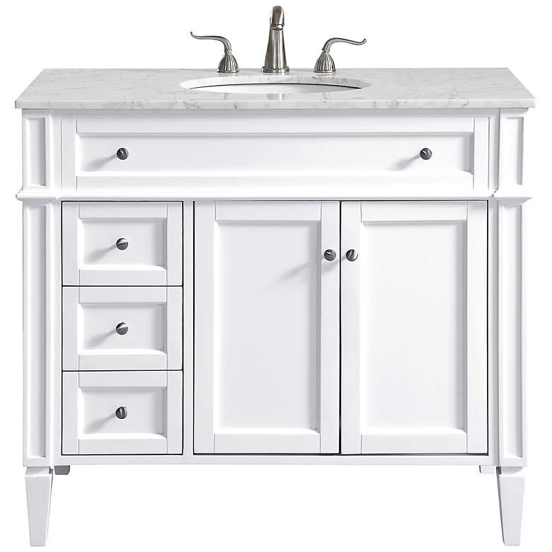 Image 2 Park Avenue 40"W White 3-Drawer Single Sink Bathroom Vanity
