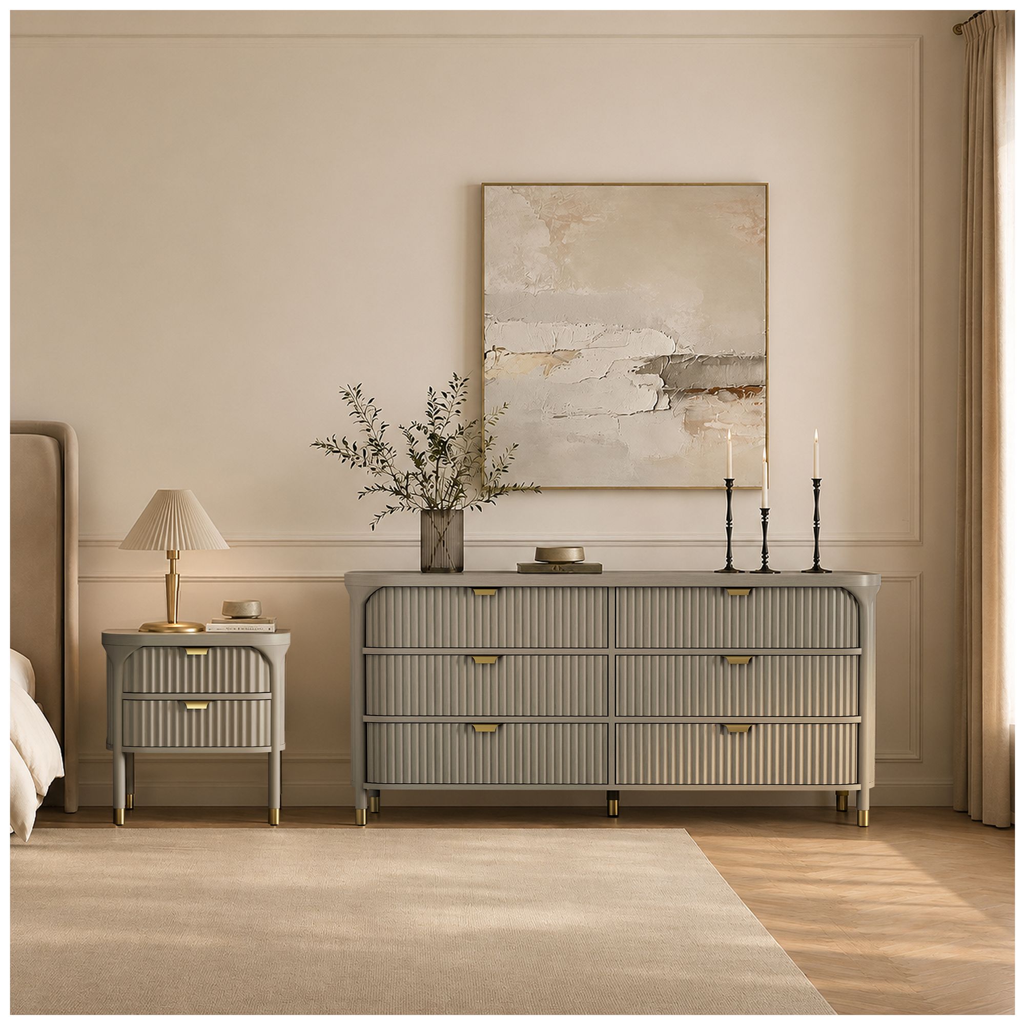 Image 5 Park Contemporary 2-Piece Dresser and Nightstand in Gray more views