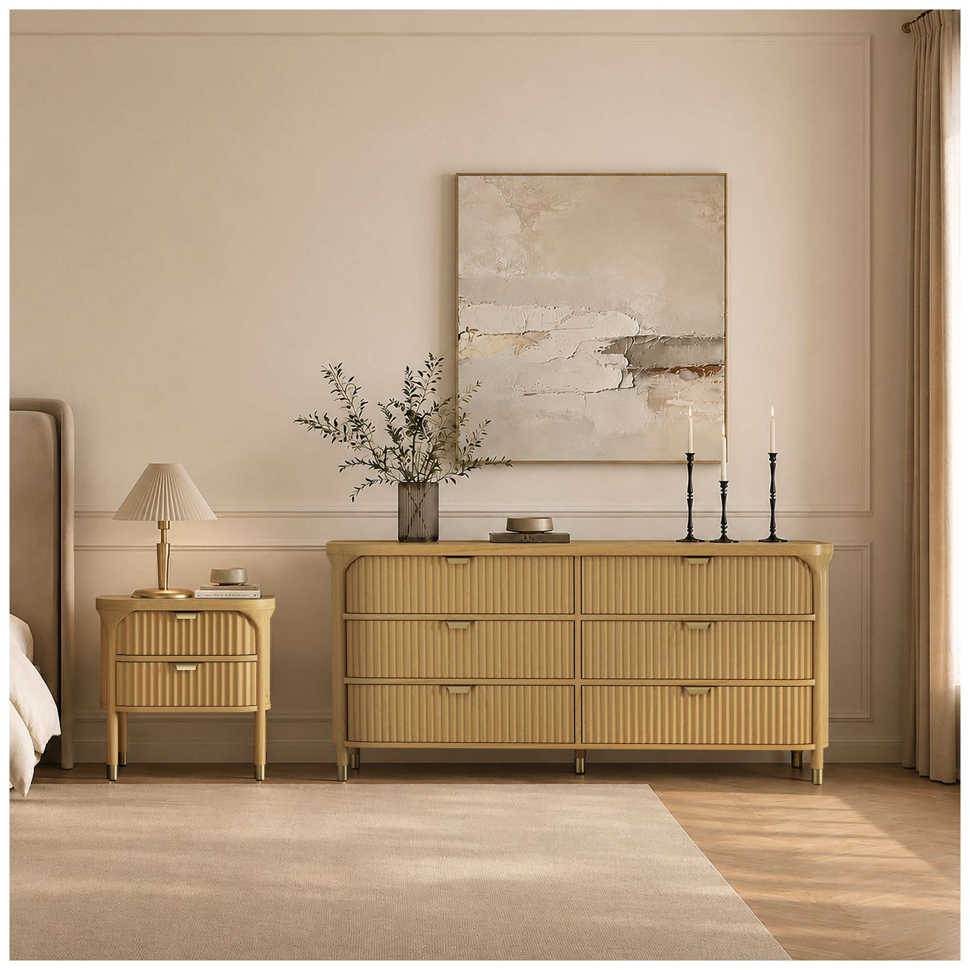 Image 5 Park Contemporary 2-Piece Dresser and Nightstand in Natural more views