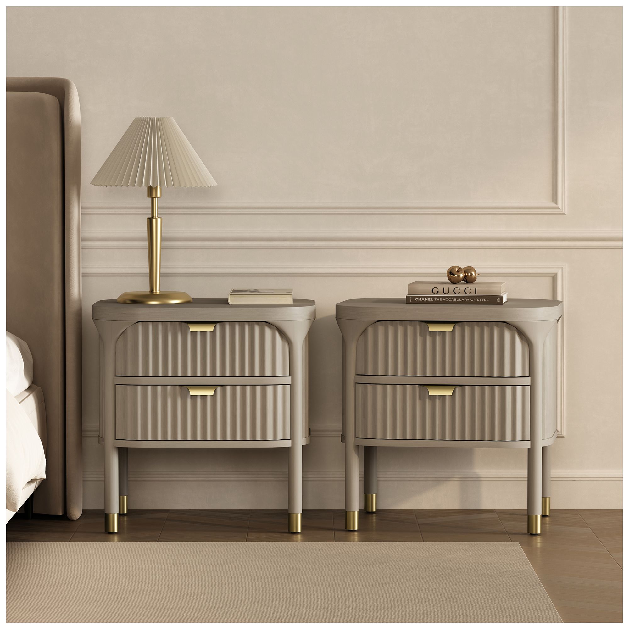 Park Contemporary 24" Nightstand in Gray (2-Drawer)