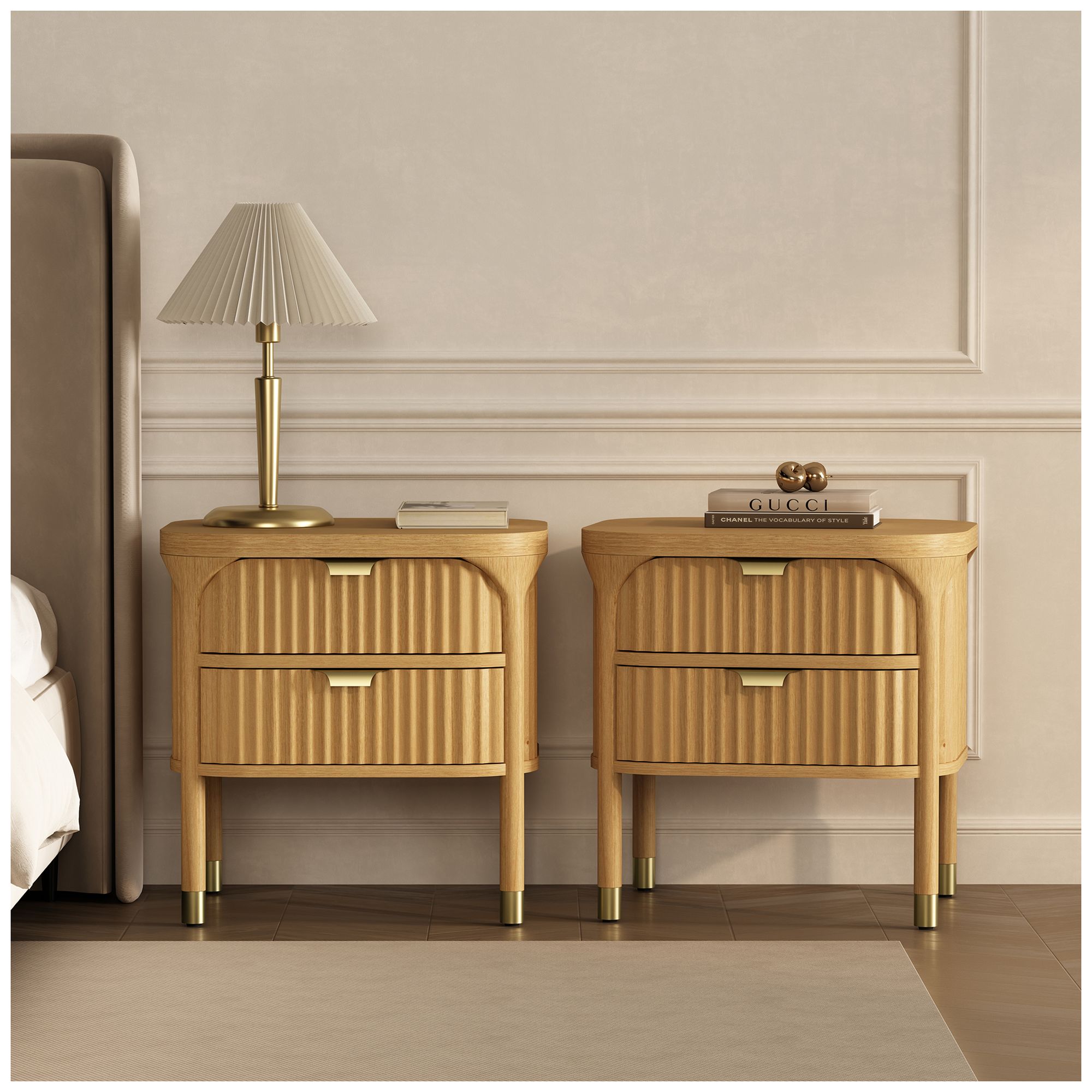 Park Contemporary 24" Nightstand in Natural (2-Drawer)