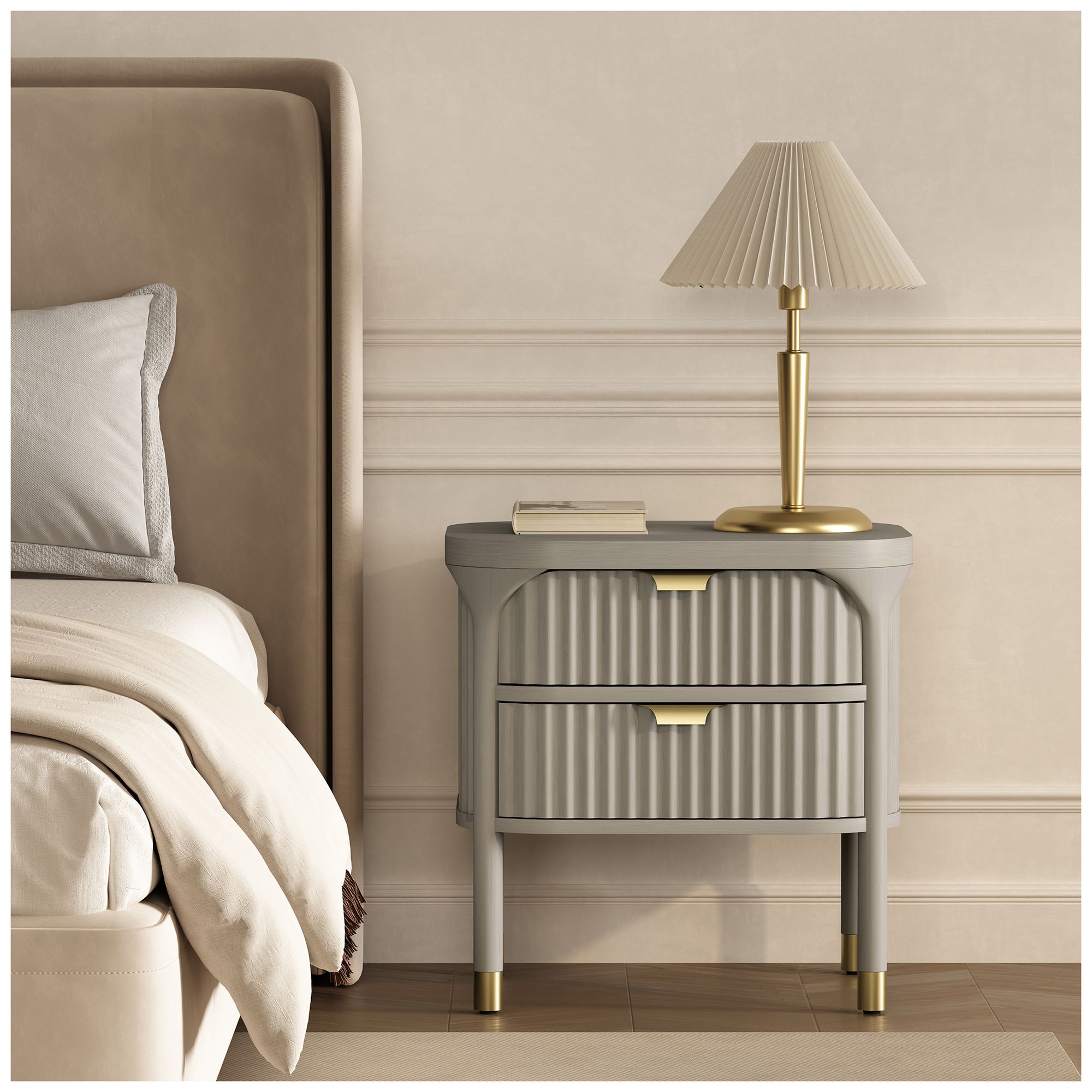 Image 2 Park Contemporary 3-Piece Dresser and Nightstand in Gray more views