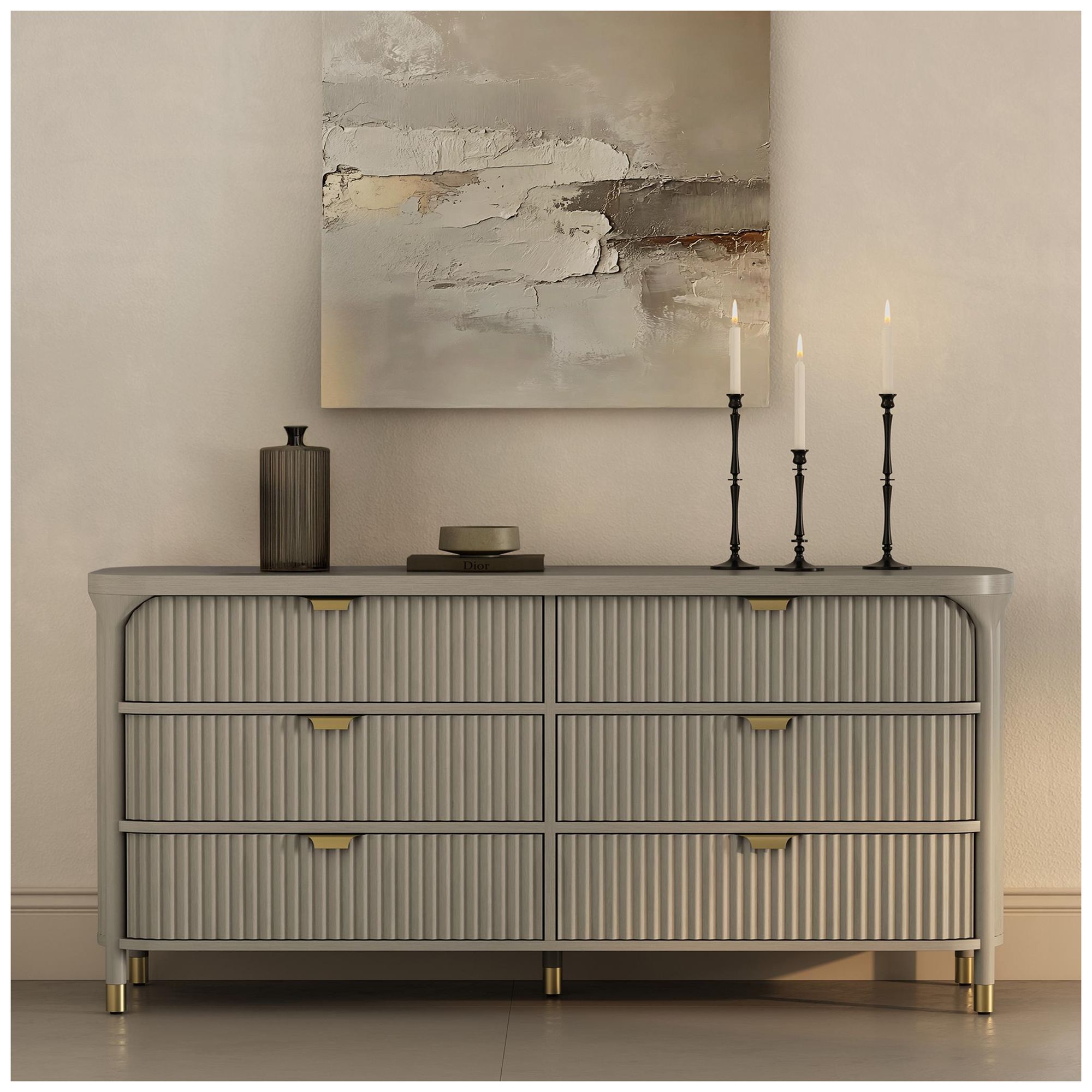 Image 3 Park Contemporary 3-Piece Dresser and Nightstand in Gray more views