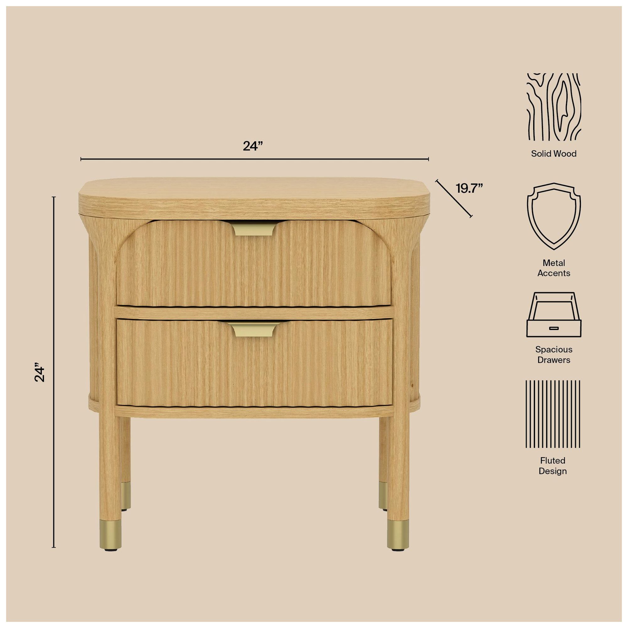 Park Contemporary 3-Piece Dresser and Nightstand in Natural
