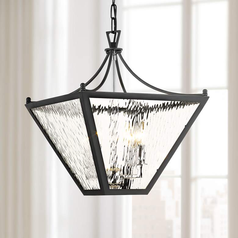 Image 1 Park Hill 16 inch Wide Matte Black and Water Glass Pendant Light