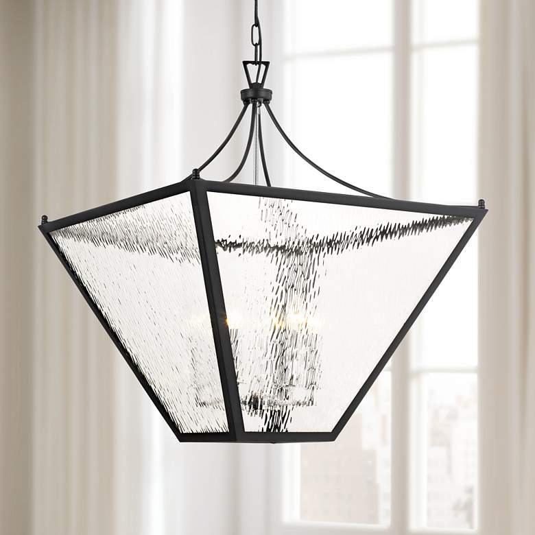 Image 1 Park Hill 27 inch Wide Matte Black and Water Glass Pendant Light
