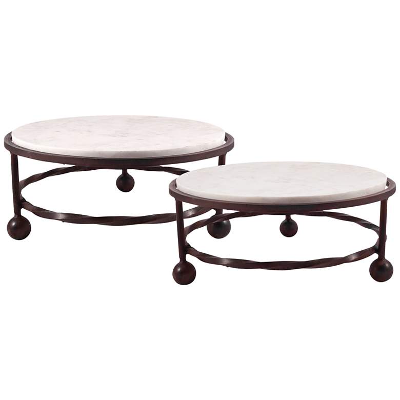 Image 1 Park Montana White Stone Rustic Serving Stands - Set of 2 