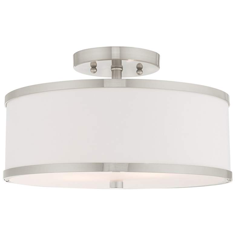 Image 2 Park Ridge 13" Wide Brushed Nickel Drum Ceiling Light