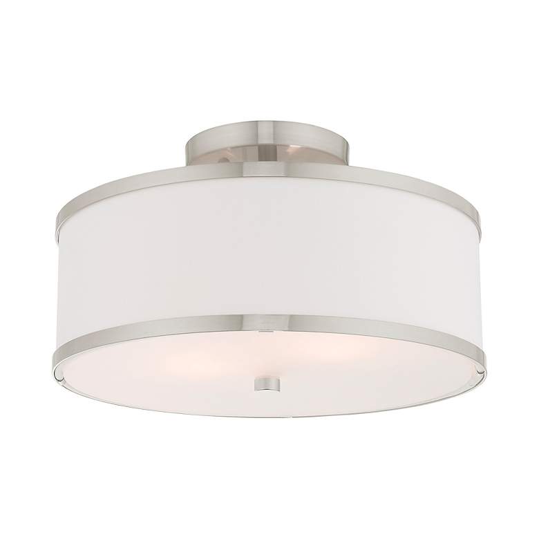 Image 4 Park Ridge 13" Wide Brushed Nickel Drum Ceiling Light more views