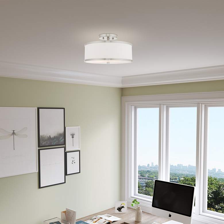 Image 6 Park Ridge 13" Wide Brushed Nickel Drum Ceiling Light more views