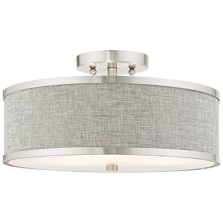 Image 3 Park Ridge 15" Wide Brushed Nickel Drum Ceiling Light