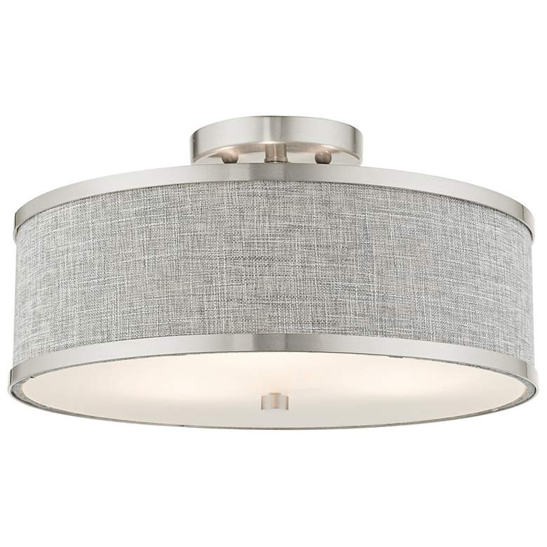 Image 5 Park Ridge 15" Wide Brushed Nickel Drum Ceiling Light more views