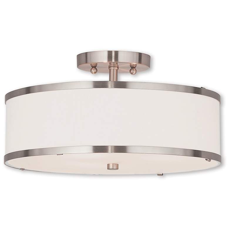Image 2 Park Ridge 15" Wide Brushed Nickel Drum Ceiling Light