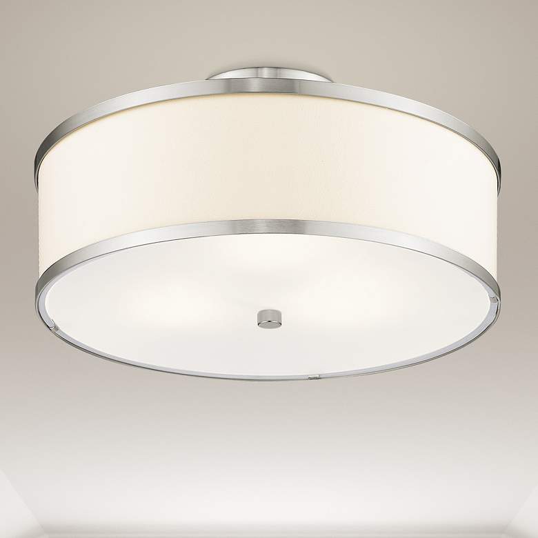 Image 1 Park Ridge 15" Wide Brushed Nickel Drum Ceiling Light
