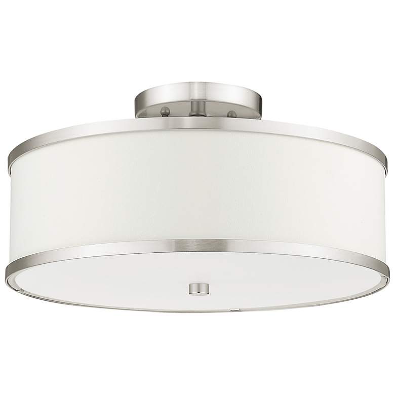 Image 3 Park Ridge 15" Wide Brushed Nickel Drum Ceiling Light more views