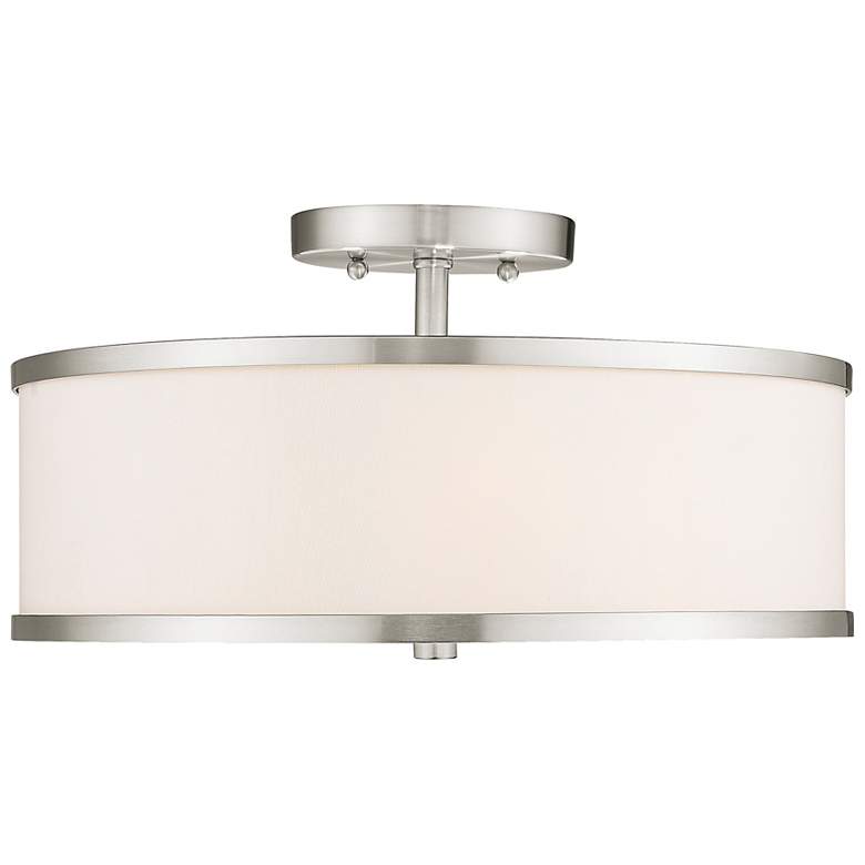 Image 4 Park Ridge 15" Wide Brushed Nickel Drum Ceiling Light more views