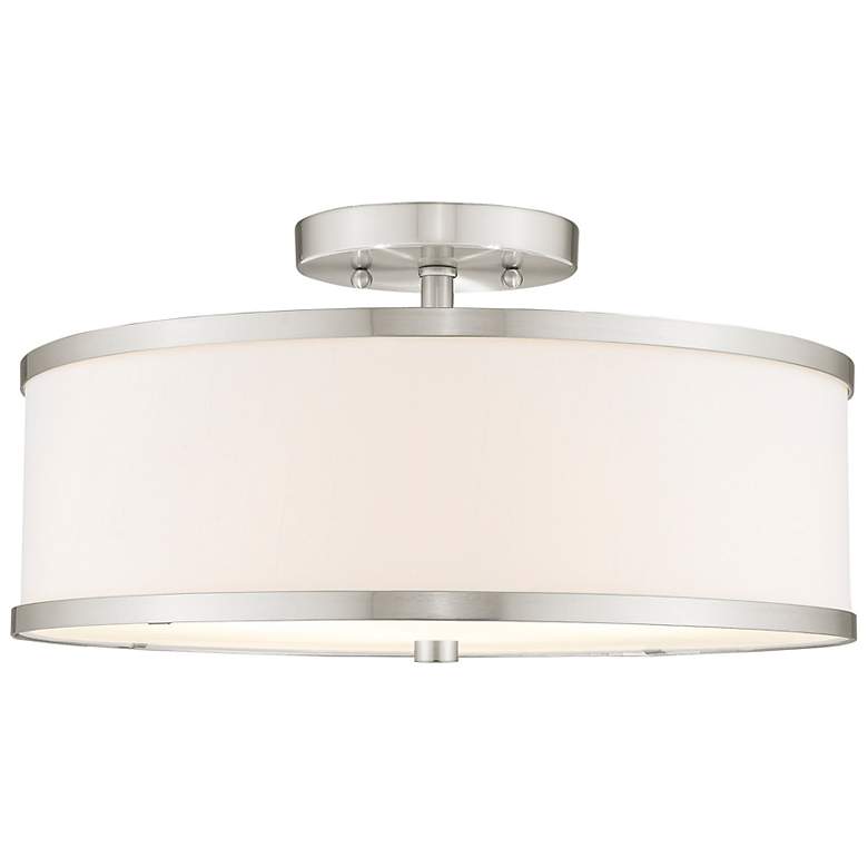 Image 5 Park Ridge 15" Wide Brushed Nickel Drum Ceiling Light more views