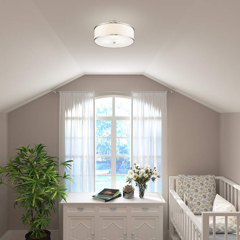 Image 7 Park Ridge 15" Wide Brushed Nickel Drum Ceiling Light more views