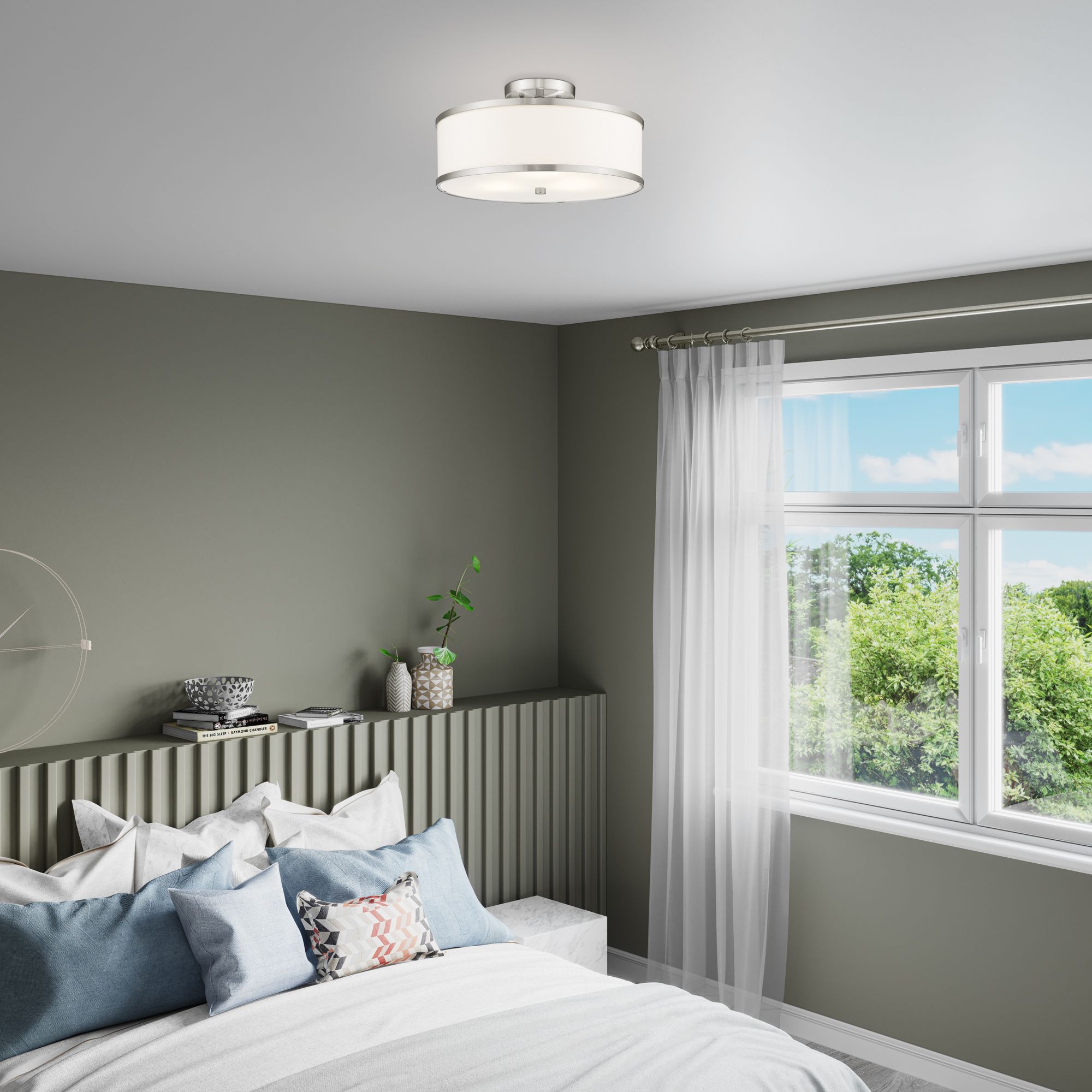 Park Ridge 15" Wide Brushed Nickel Drum Ceiling Light