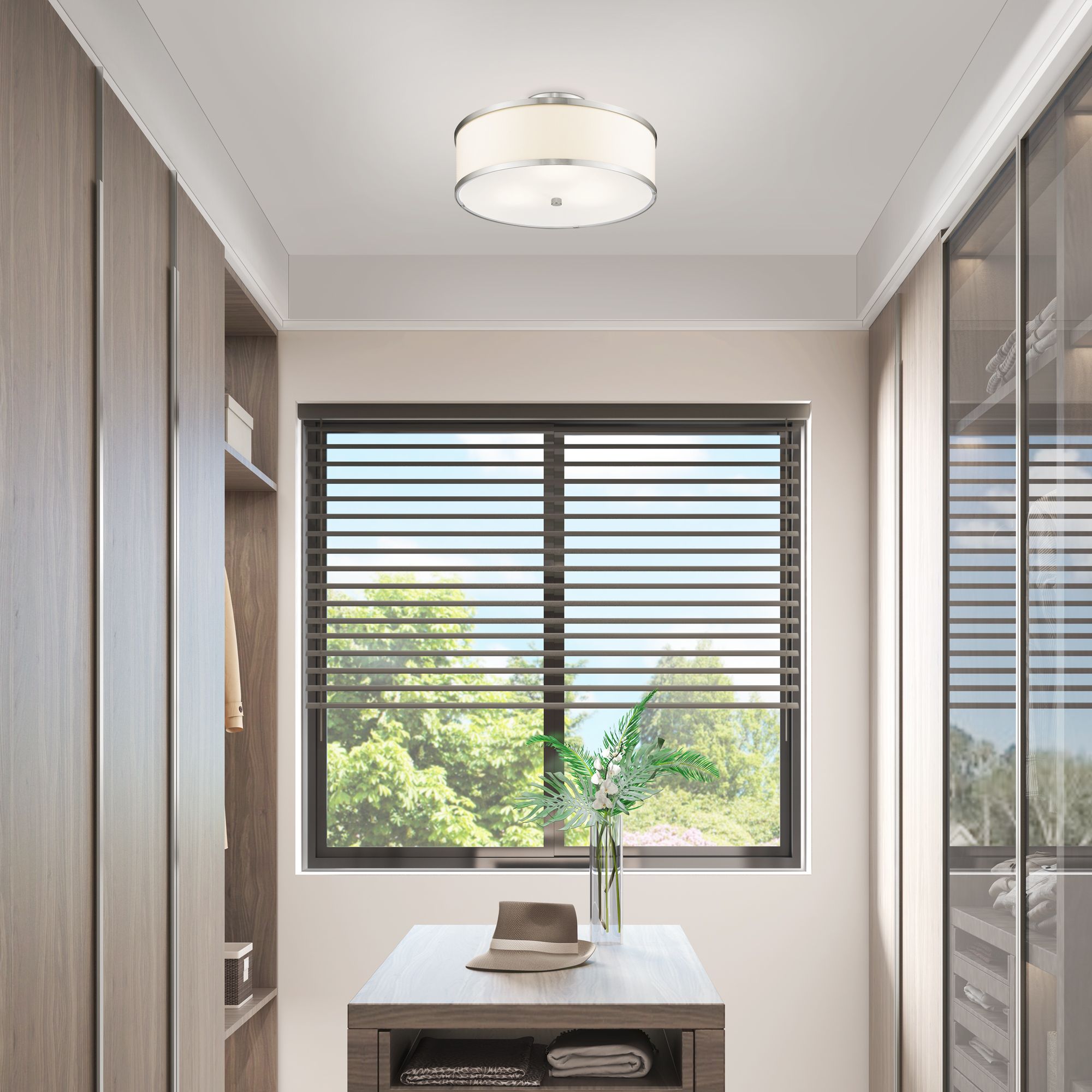 Park Ridge 15" Wide Brushed Nickel Drum Ceiling Light