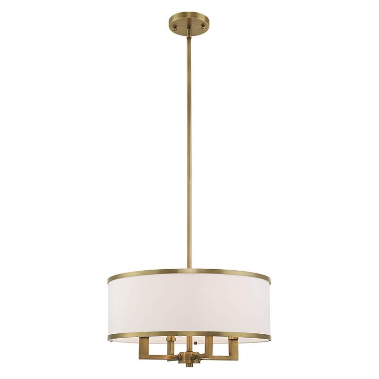 Image 4 Park Ridge 18" Wide Antique Brass 4-Light Drum Chandelier more views