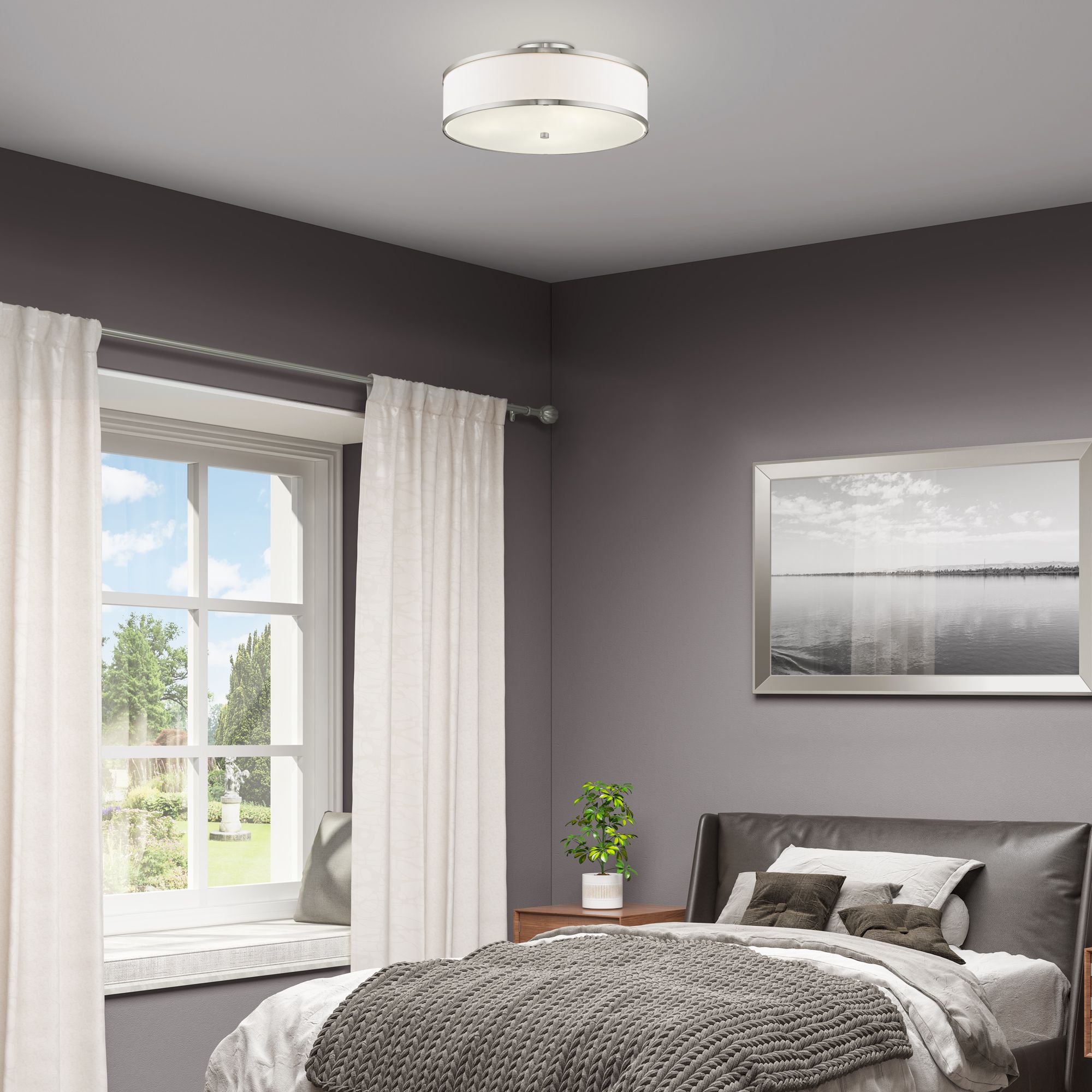 Park Ridge 18" Wide Brushed Nickel Drum Ceiling Light in scene