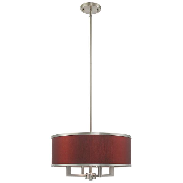 Image 2 Park Ridge 18"W Brushed Nickel and Red Wine Pendant Light