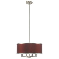 Park Ridge 18"W Brushed Nickel and Red Wine Pendant Light