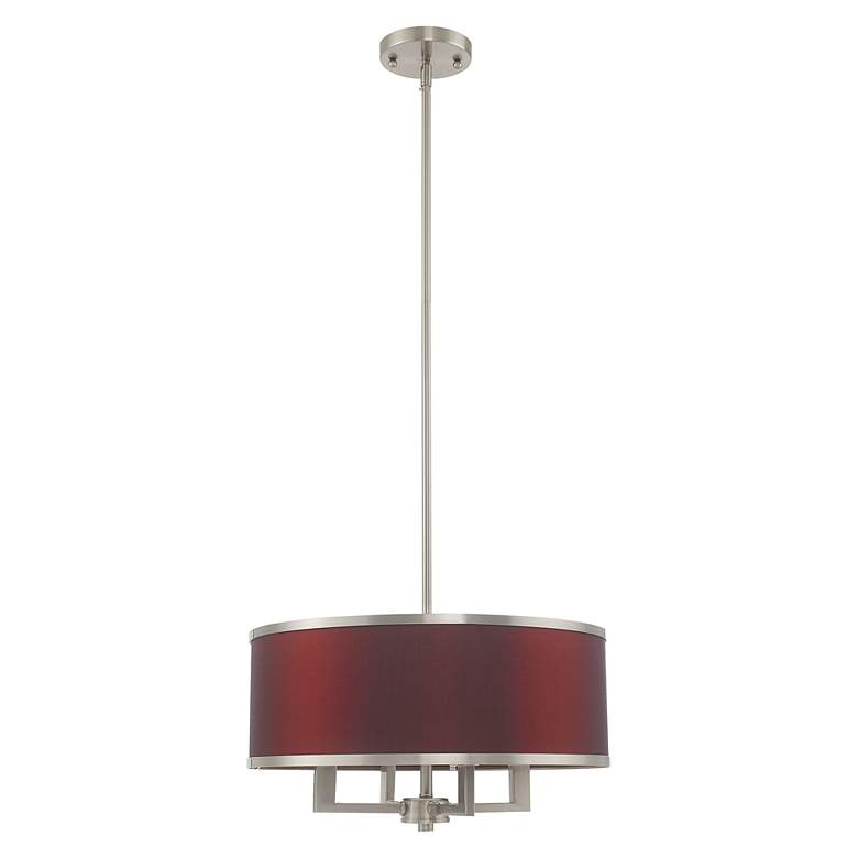Image 4 Park Ridge 18"W Brushed Nickel and Red Wine Pendant Light more views