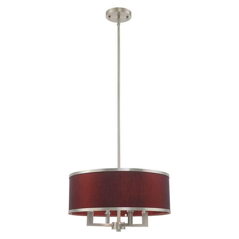 Image 5 Park Ridge 18"W Brushed Nickel and Red Wine Pendant Light more views