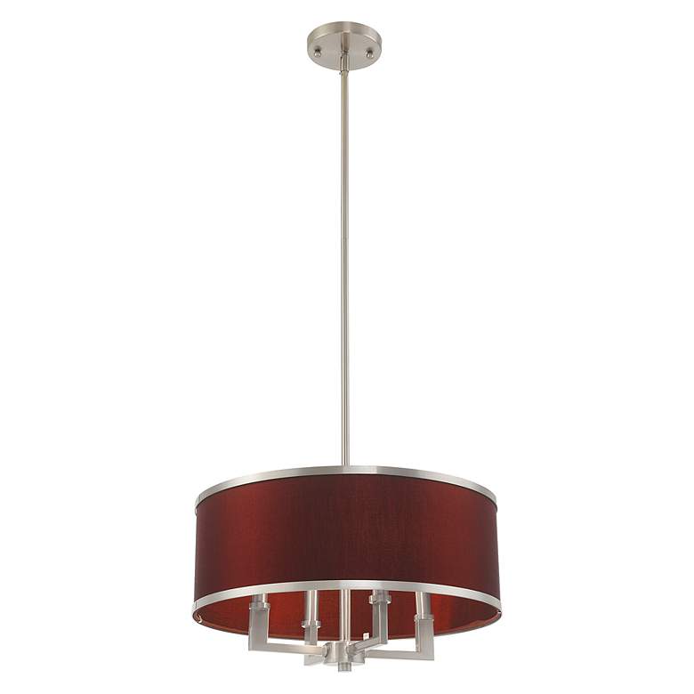 Image 6 Park Ridge 18"W Brushed Nickel and Red Wine Pendant Light more views