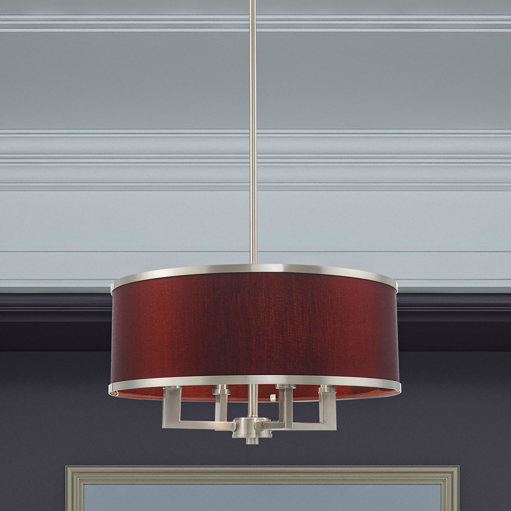 Park Ridge 18"W Brushed Nickel and Red Wine Pendant Light