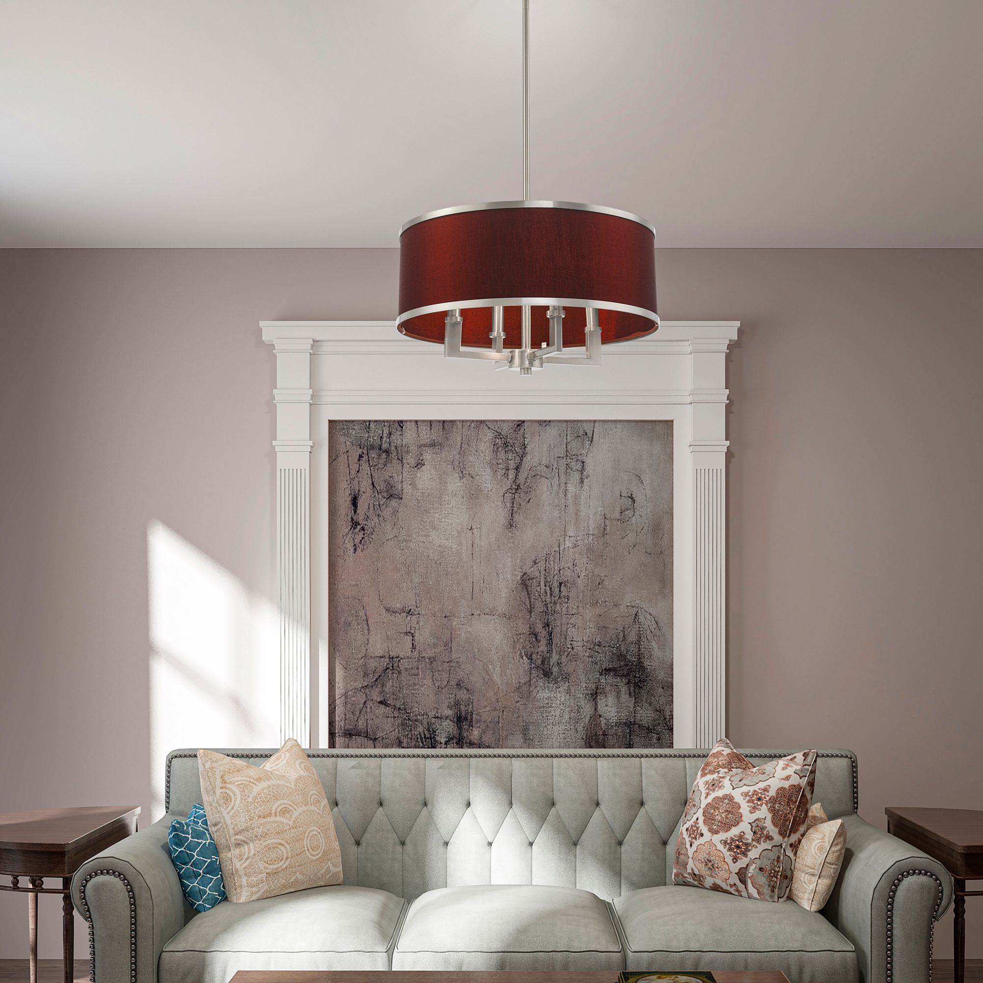 Park Ridge 18"W Brushed Nickel and Red Wine Pendant Light