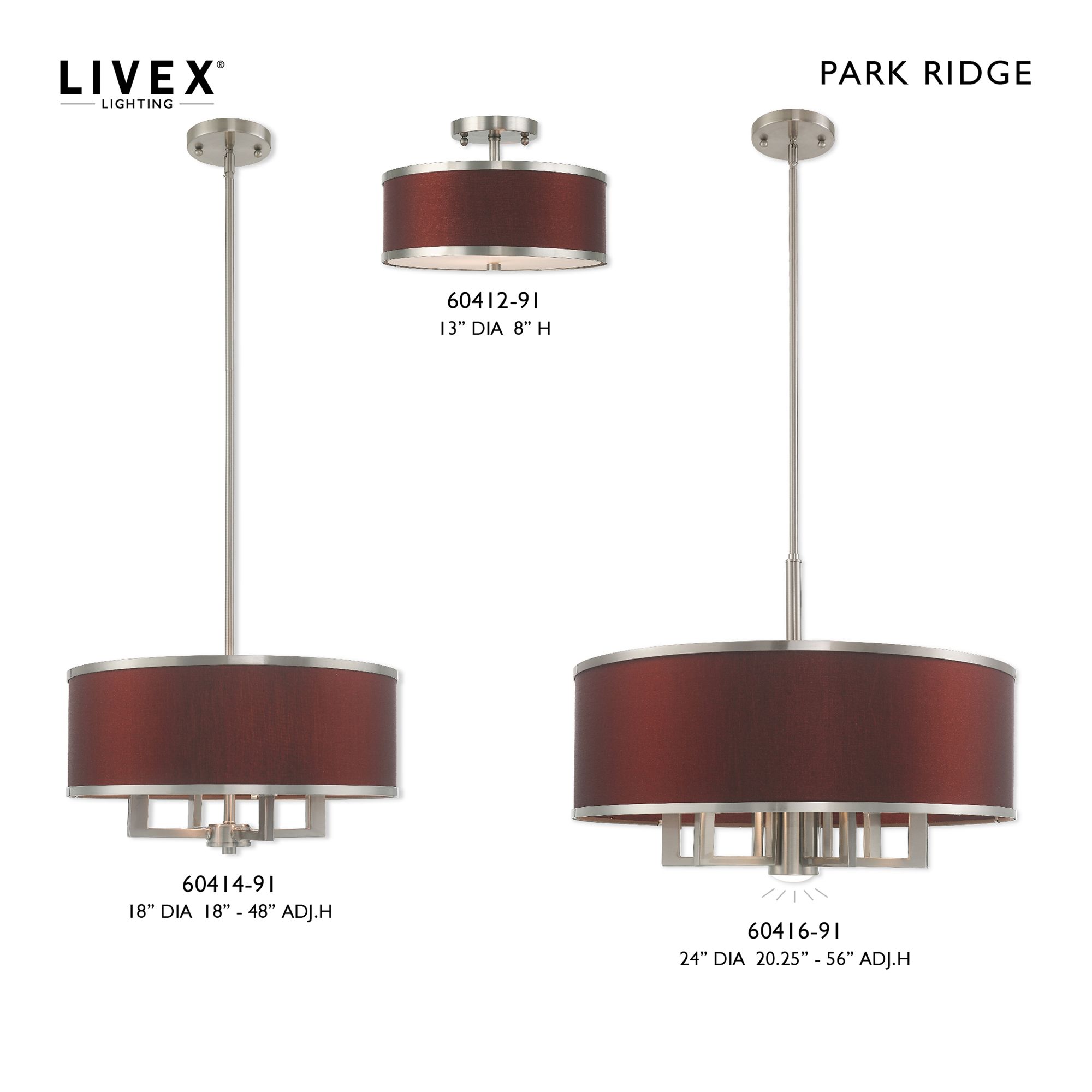 Image 3 Park Ridge 2 Light Brushed Nickel Ceiling Mount more views