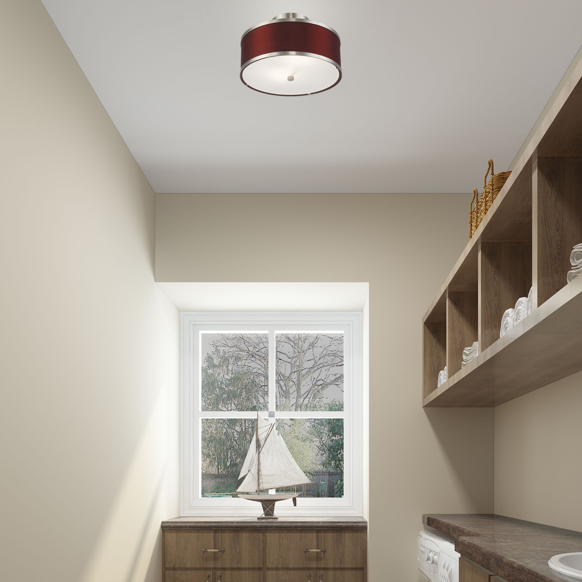 Image 7 Park Ridge 2 Light Brushed Nickel Ceiling Mount more views