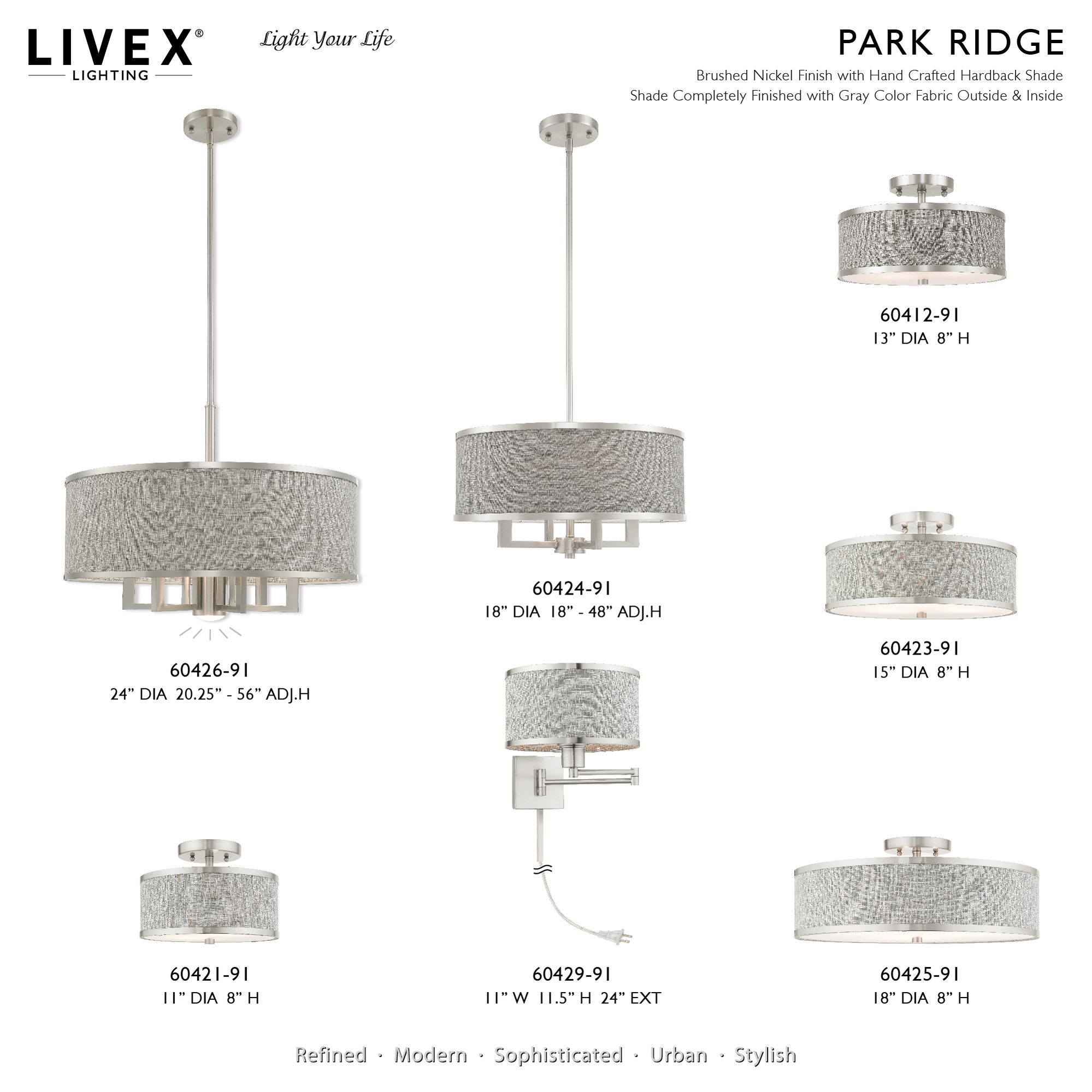 Park Ridge 2 Light Brushed Nickel Semi Flush