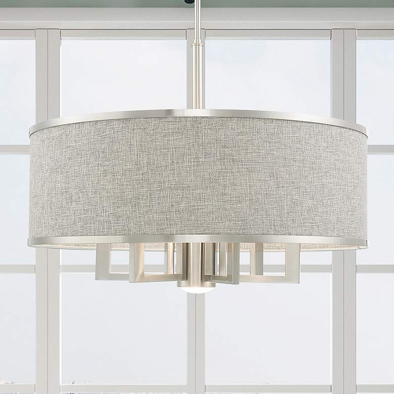 Image 1 Park Ridge 24" Wide Brushed Nickel 7-Light Drum Chandelier