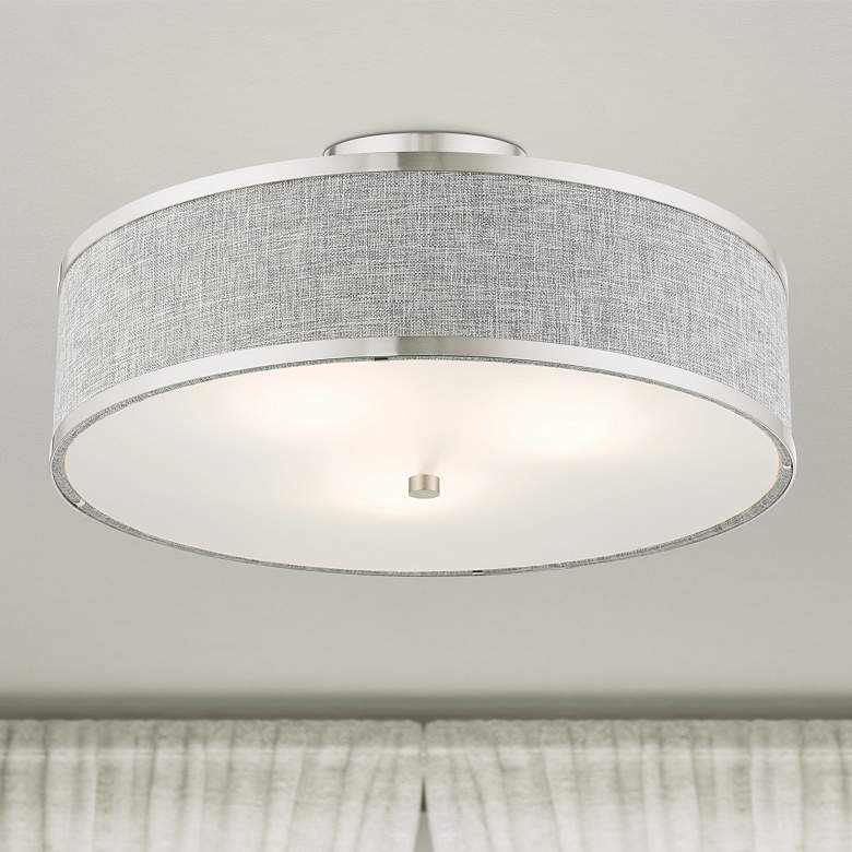 Image 1 Park Ridge 3 Light Brushed Nickel Semi Flush