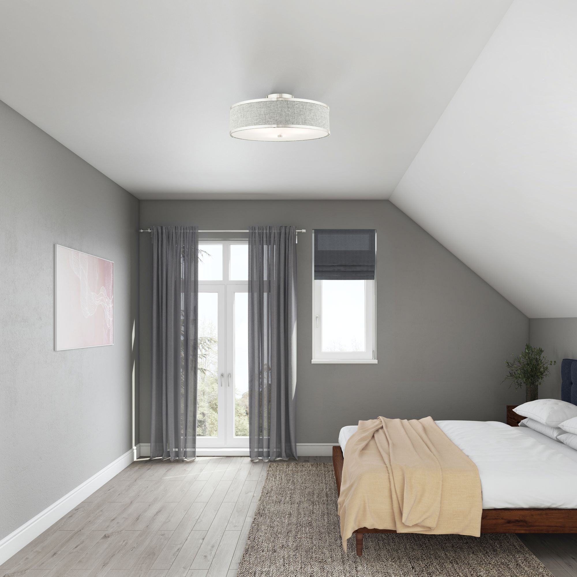 Park Ridge 3 Light Brushed Nickel Semi Flush