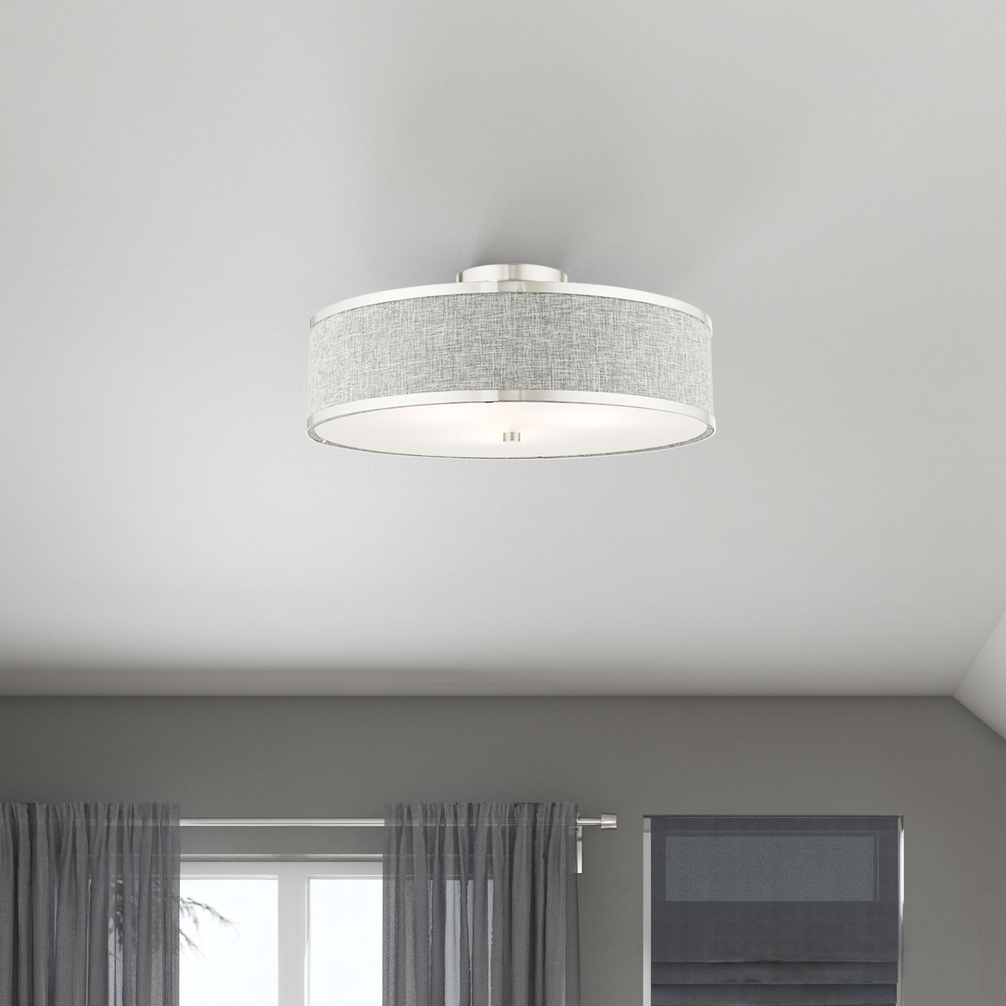 Park Ridge 3 Light Brushed Nickel Semi Flush