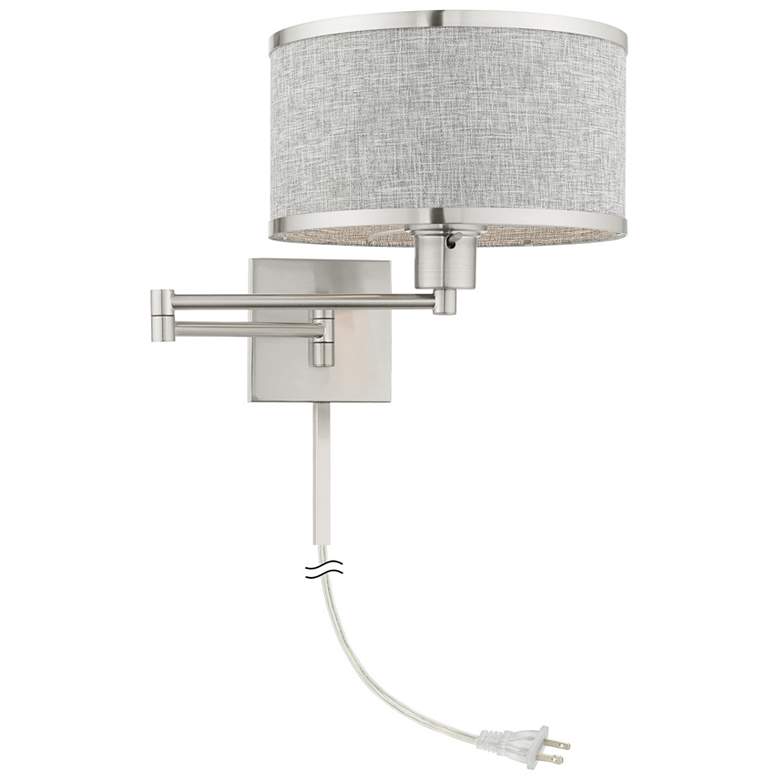 Image 7 Park Ridge Brushed Nickel Swing Arm Wall Lamp w/ Gray Shade more views