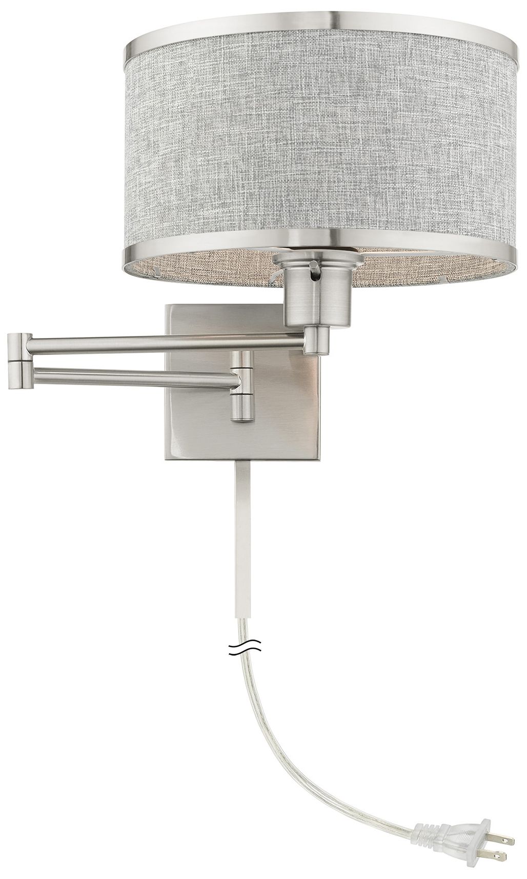 Park Ridge Brushed Nickel Swing Arm Wall Lamp w/ Gray Shade