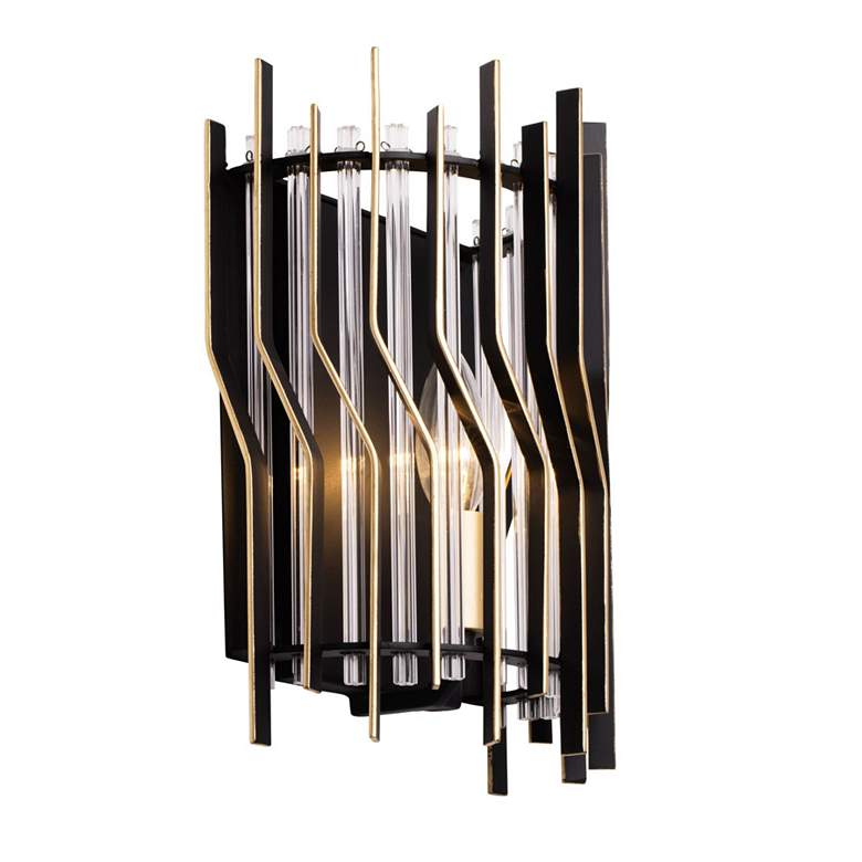 Image 2 Park Row 1-Lt Sconce - Matte Black/French Gold more views