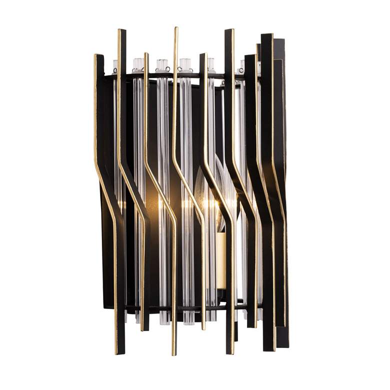 Image 4 Park Row 1-Lt Sconce - Matte Black/French Gold more views