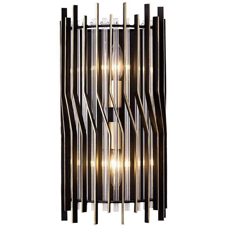 Image 1 Park Row 2-Lt Sconce - Matte Black/French Gold