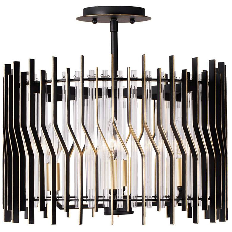 Image 1 Park Row 4-Lt Semi-Flush - Matte Black/French Gold