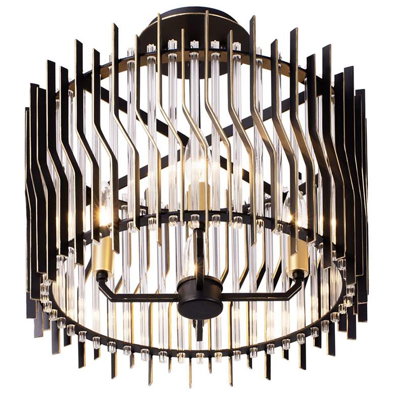 Image 3 Park Row 4-Lt Semi-Flush - Matte Black/French Gold more views
