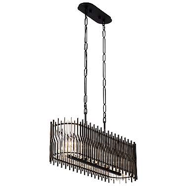 Park Row 5-Lt Linear Pendant - Matte Black/French Gold