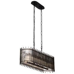 Park Row 5-Lt Linear Pendant - Matte Black/French Gold