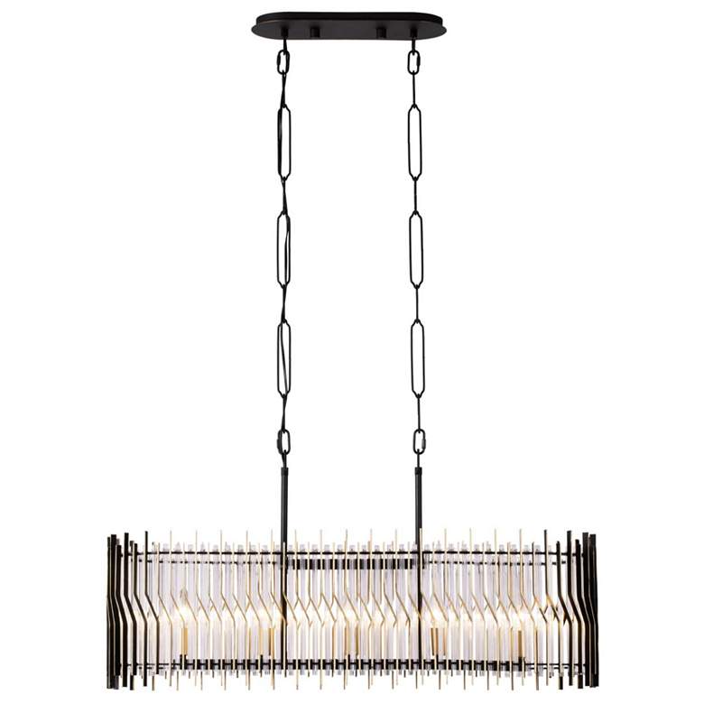 Image 2 Park Row 5-Lt Linear Pendant - Matte Black/French Gold more views